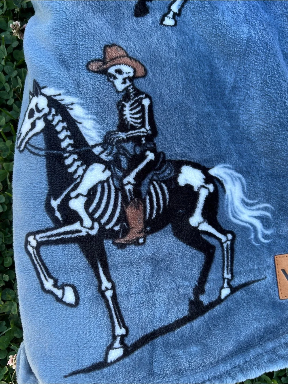Wrangler Oversized Ultra Plush Throw Blanket Skeleton Cowboy Halloween 60x70